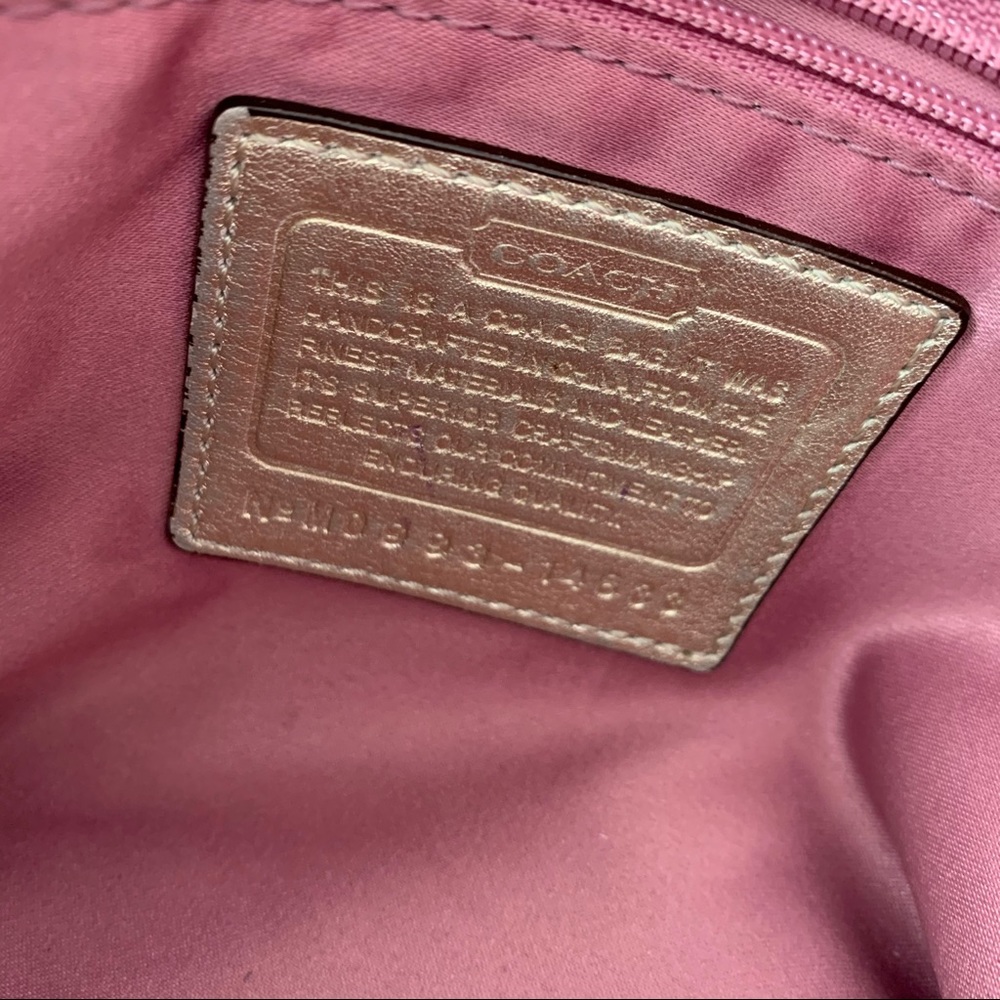 COACH Monogram Gold Leather Shoulder Bag - Picture 6 of 10